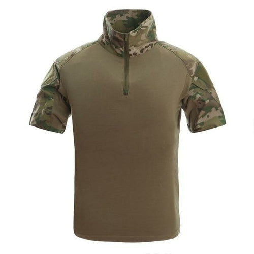 Mens Camouflage Tactical T Shirts Summer Short Sleeve Airsoft Army